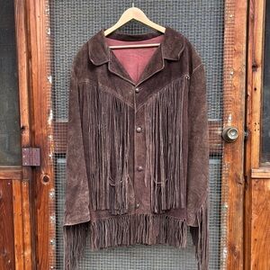 Vintage 1960s–70s suede Western fringe jacket - outlaw / frontier style